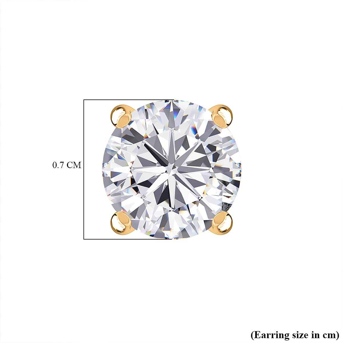D'Joy Moissanite Solitaire Stud Push Post Earring in 18K YG VermeilSterling Silver  2.424  Ct.