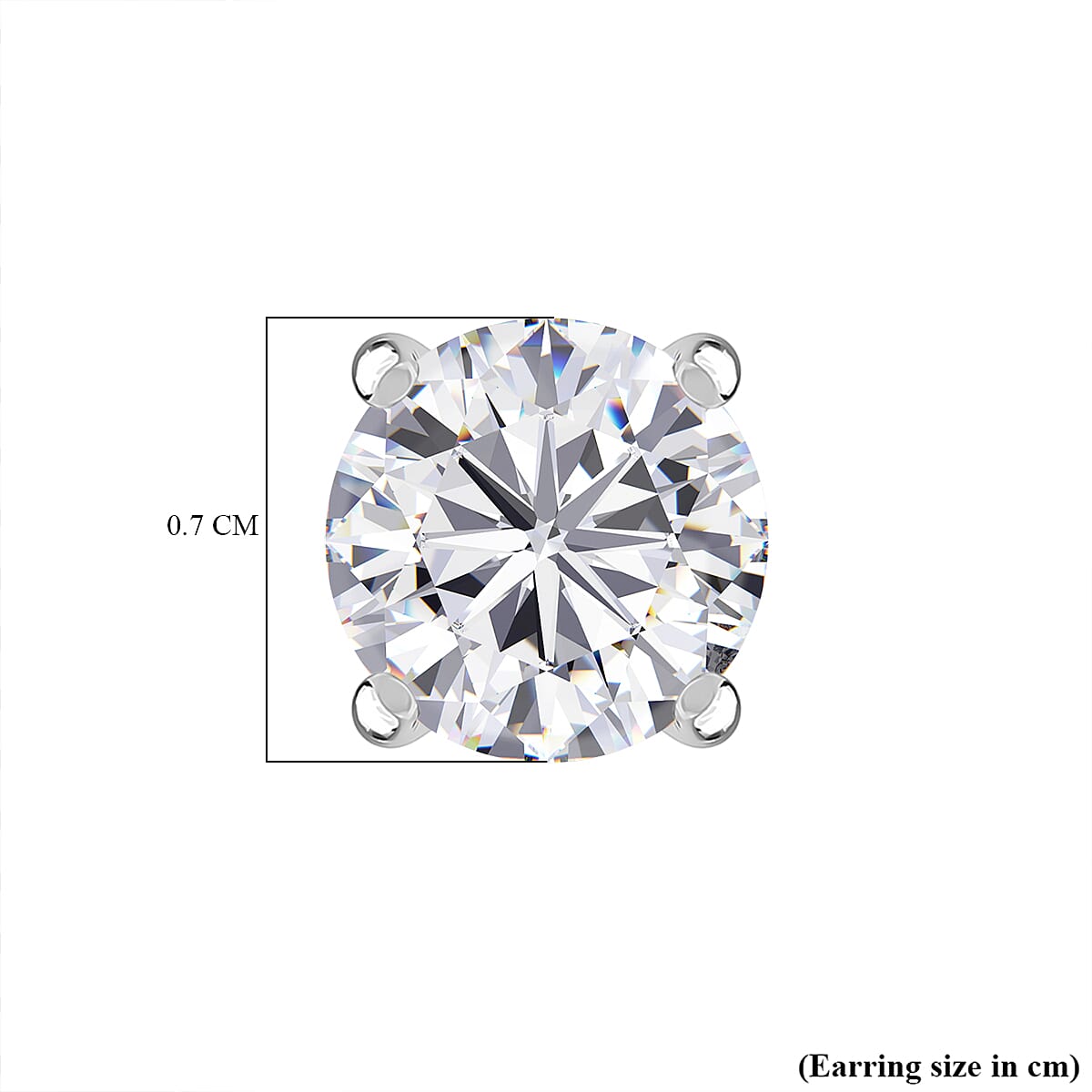 D'Joy Moissanite Solitaire Stud Push Post Earring in Rhodium OverlaySterling Silver  2.424  Ct.