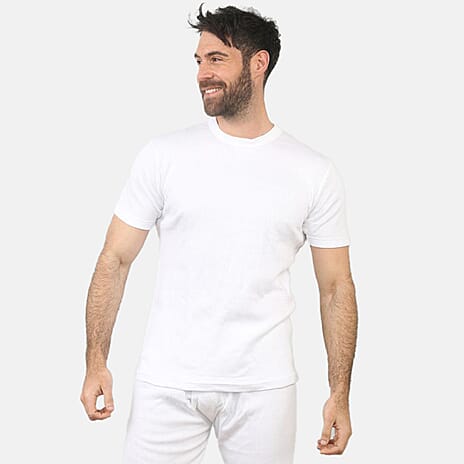 Heat Machine Mens T-Shirt With Advanced Thermal Technology (Size XL) - White