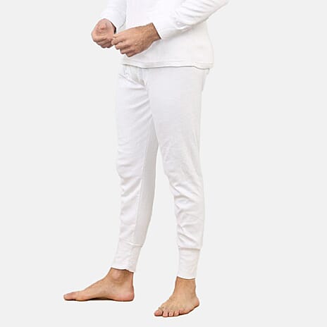 Heat Machine Mens Long Johns With Advanced Thermal Technology (Size M) - White