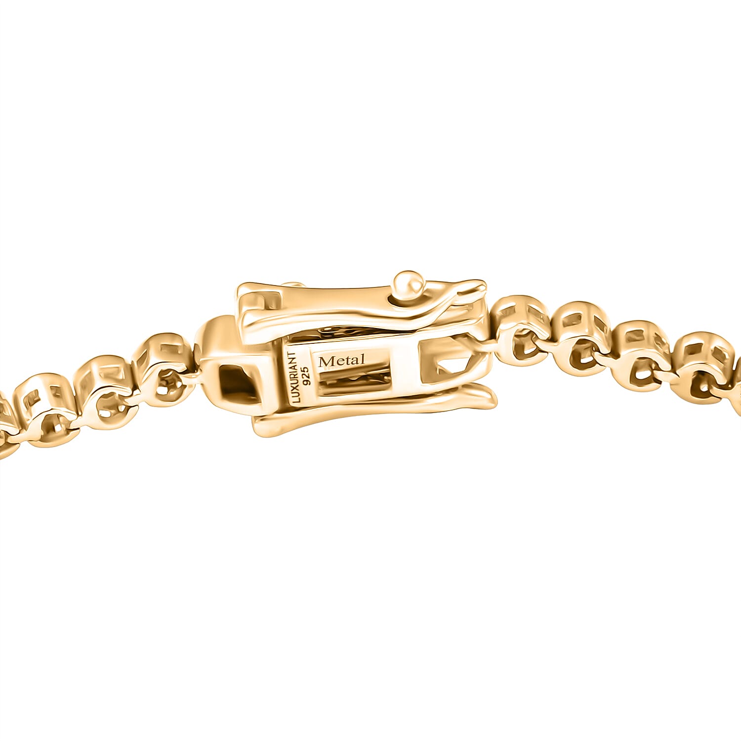 Luxuriant Lab Grown Diamond (SI-GH) Tennis Bracelet 1 Row (Size 7.5) in 18K Vermeil Yellow Gold Plated Sterling Silver 0.95 Ct, Silver Wt. 6.21 Gms.