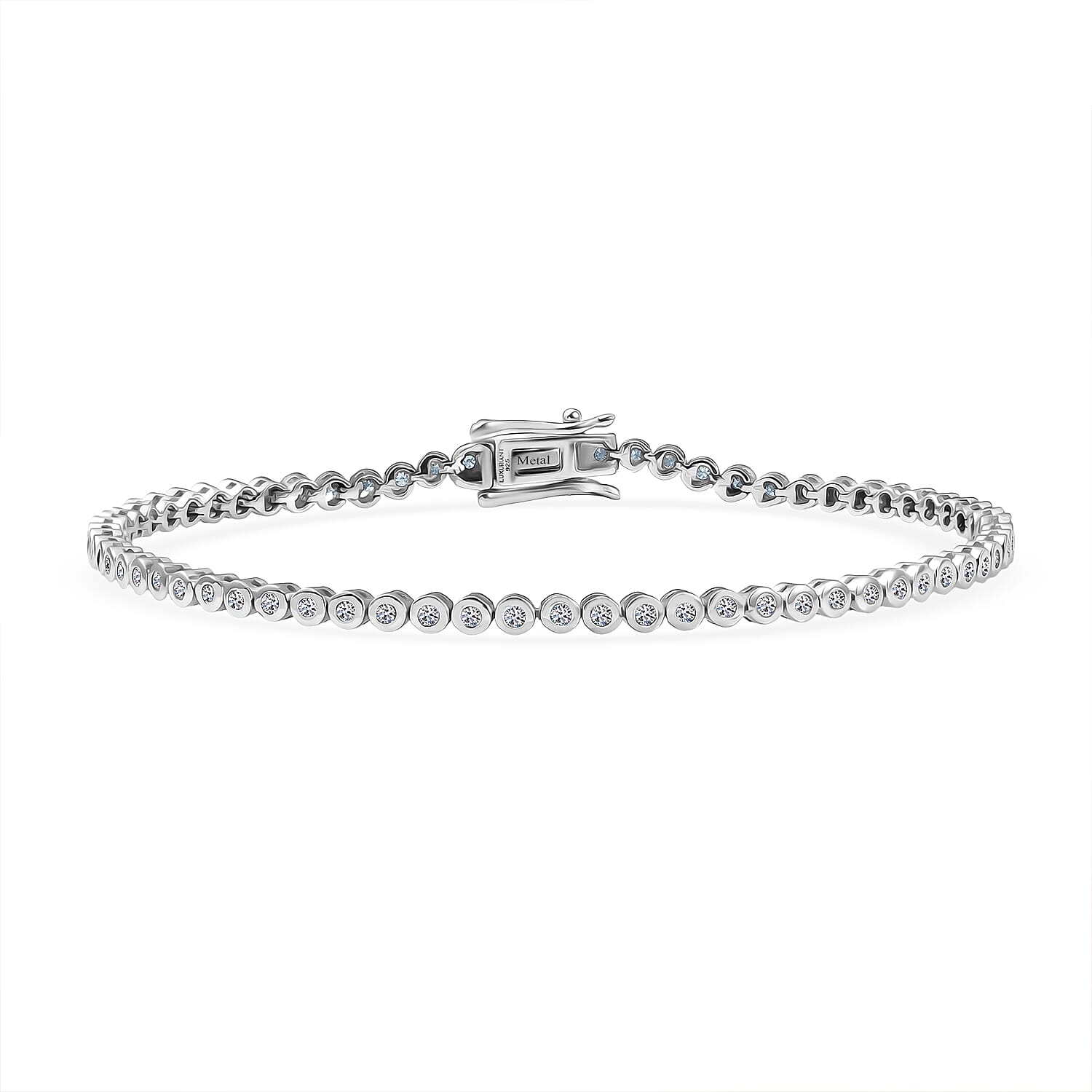 Luxuriant Lab Grown Diamond (SI-GH) Tennis Bracelet 1 Row (Size 7.5) in Rhodium Overlay Sterling Silver 0.95 Ct, Silver Wt. 6.21 Gms.