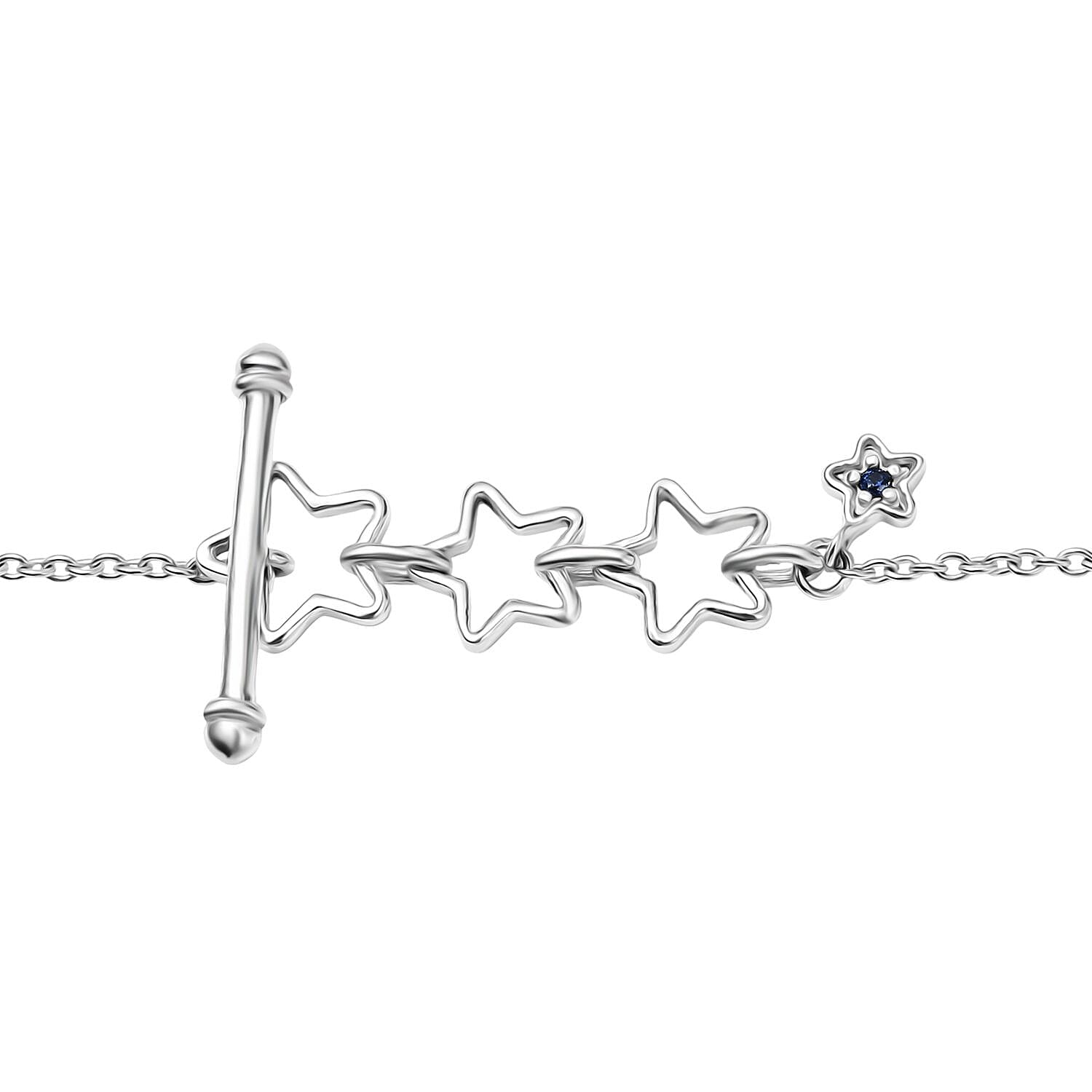 GP- Signature Collection Masoala Sapphire, Blue Sapphire & White Zircon Line Necklace (Size 20) in Rhodium Overlay Sterling Silver 7.20 Ct, Silver Wt. 9.34 Gms.