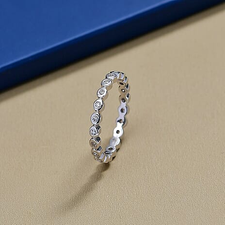 Luxuriant Lab Grown Diamond Full Eternity Band Ring in Rhodium OverlaySterling Silver  0.260  Ct.