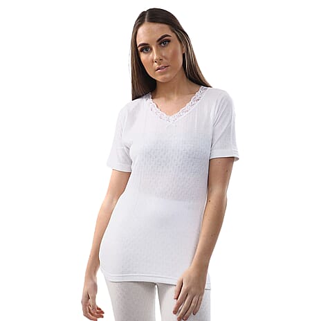 Heat Machine Thermal Short Sleeve Top (Size 18-20) - White