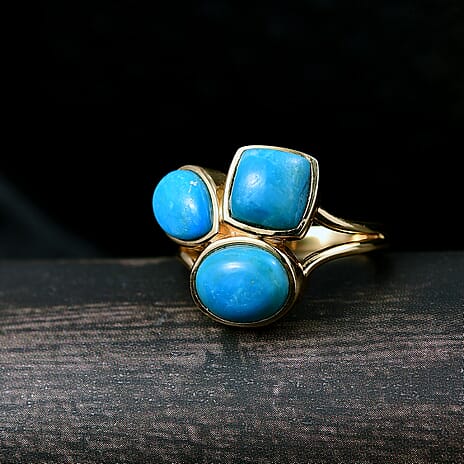 EverTrue Opalina 3 Stone Ring in Yellow Gold Plated 4.42 Ct.