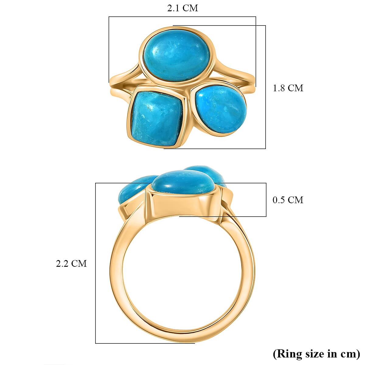 EverTrue Opalina 3 Stone Ring in Yellow Gold Plated 4.42 Ct.