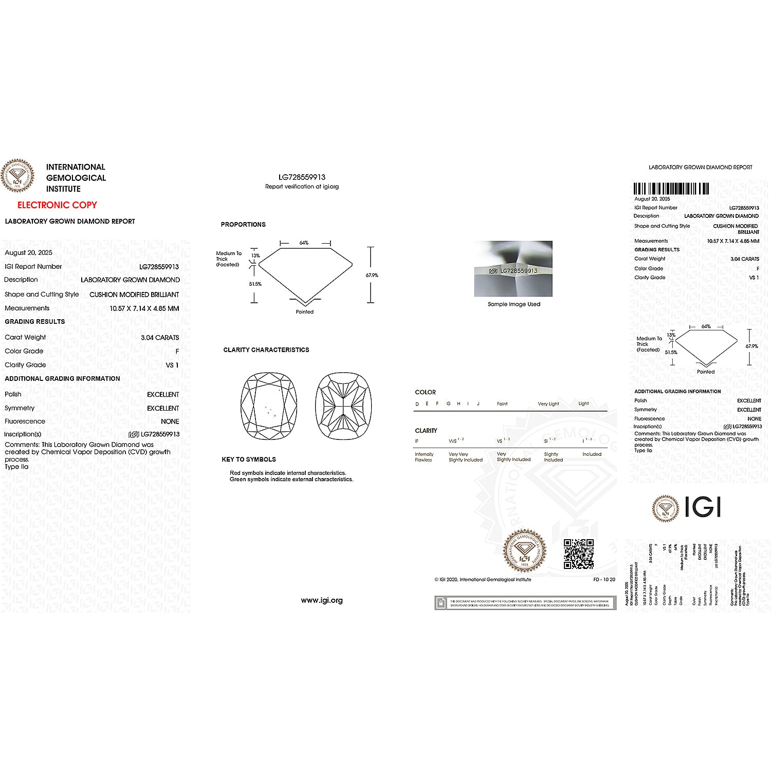 Luxuriant 950 Platinum IGI Certified Lab Grown Diamond (VS-EF) Solitaire Ring 3.00 Ct, Platinum Wt. 4.34 Gms.