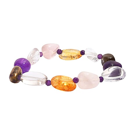 Multi Gemstones Bracelet (Size 7.5 Strachable) 130.00 Ct.