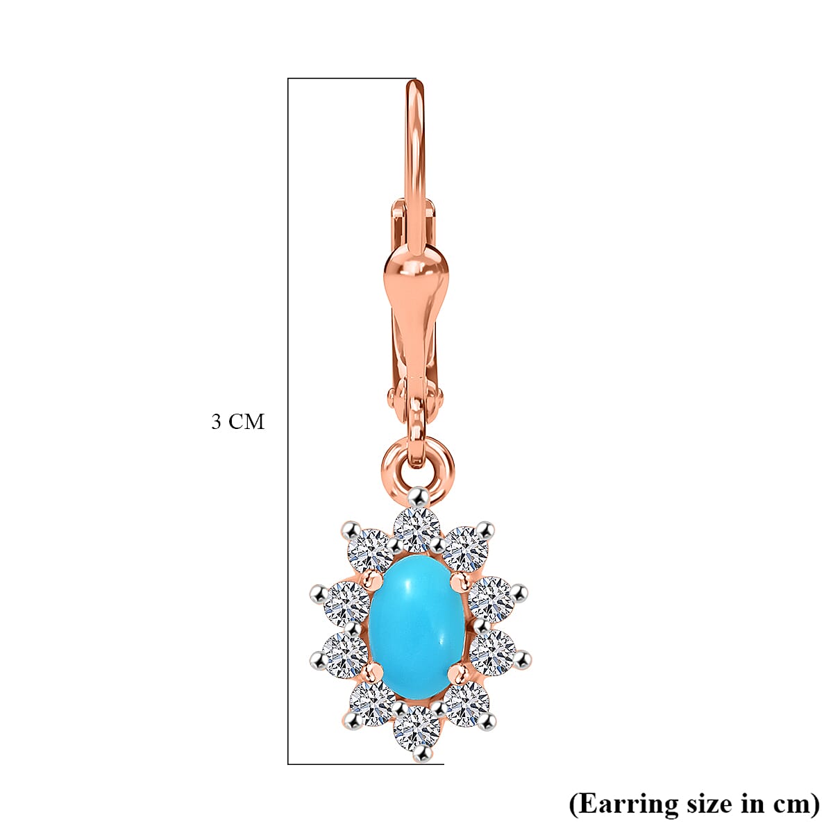 Black Friday Doorbuster Deal - Luxuriant Sleeping Beauty Turquoise & Lab Grown Diamond (SI-GH) Lever Back Earring in 18K Vermeil Rose Gold Plated Sterling Silver 1.70 Ct.