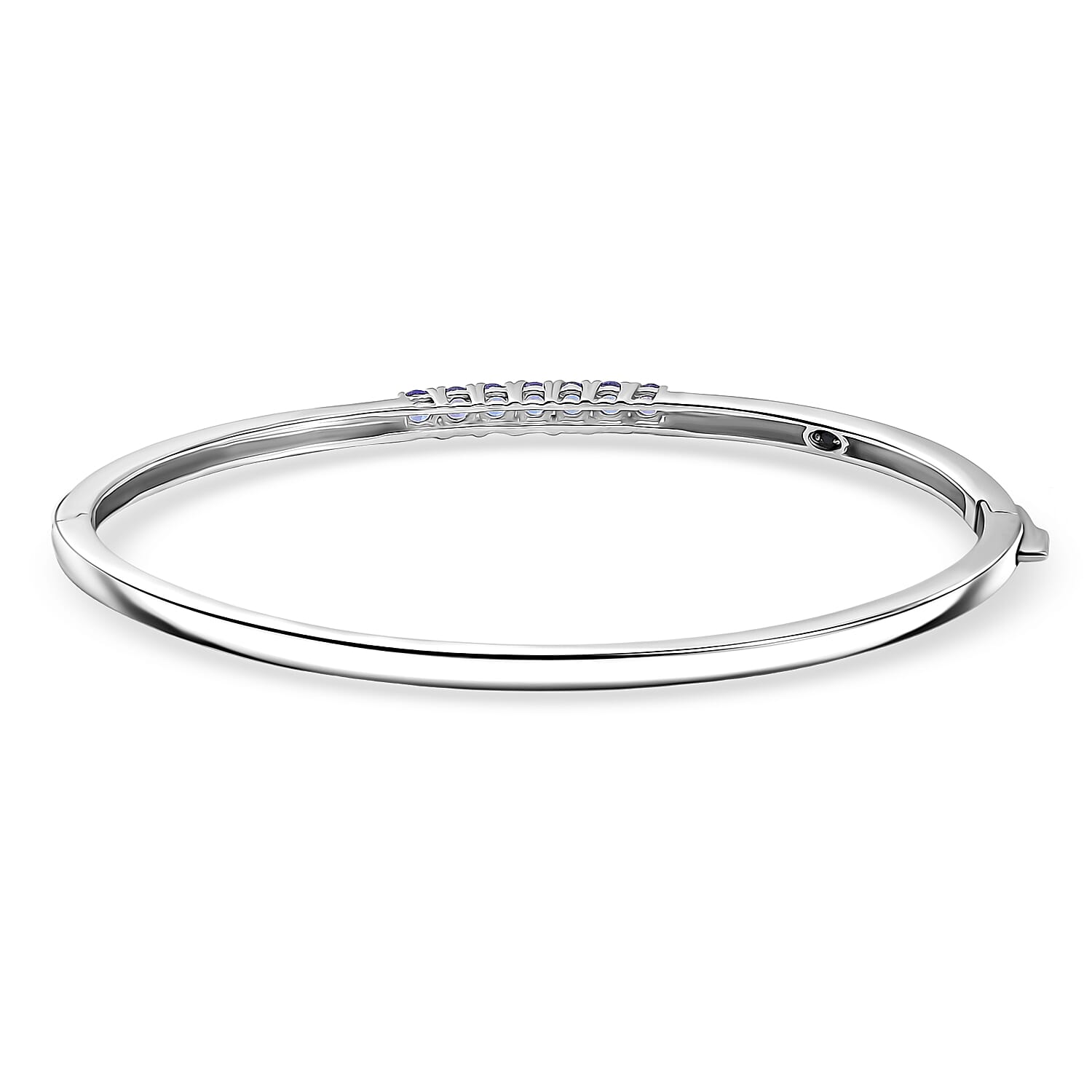 GP Celestial Dream Collection- Tanzanite & Blue Sapphire Full Bangle (Size 7.5) in Rhodium Overlay Sterling Silver, Silver Wt. 11.26 Gms.