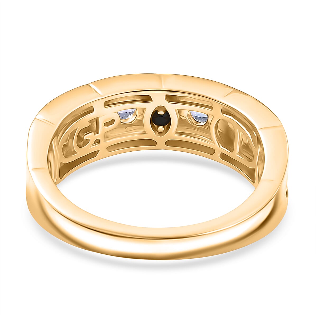 GP Celestial Dream Collection - Tanzanite & Blue Sapphire Half Eternity Band Ring in 18K Vermeil Yellow Gold Plated Sterling Silver