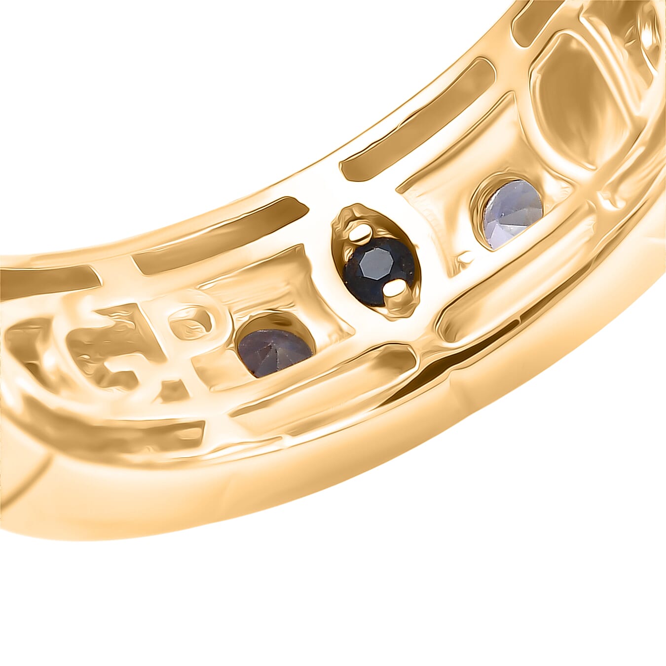 GP Celestial Dream Collection - Tanzanite & Blue Sapphire Half Eternity Band Ring in 18K Vermeil Yellow Gold Plated Sterling Silver