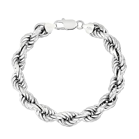 Sterling Silver Rope Bracelet (Size 7.5) with Lobster Clasp, Silver Wt. 18.50 Gms.