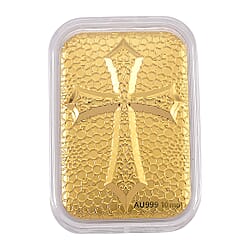 24K Yellow Gold (99.9% Purity) Cross Embossed Collectable (39.80 MM x 25.50 MM)