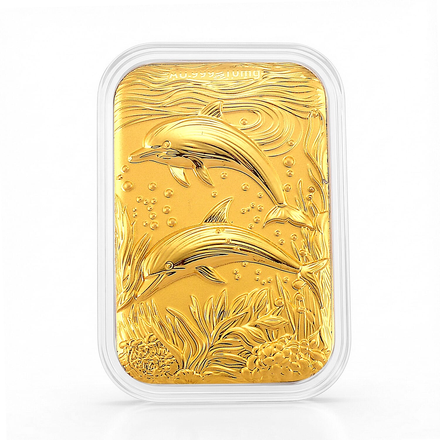 24K Yellow Gold Embossed Dual Dolphin Collectable