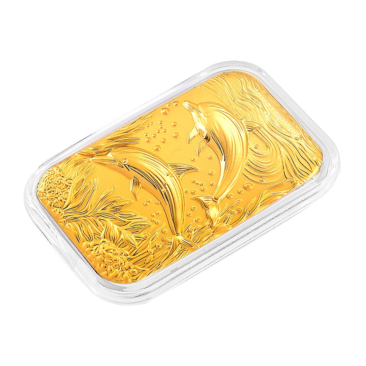 24K Yellow Gold Embossed Dual Dolphin Collectable