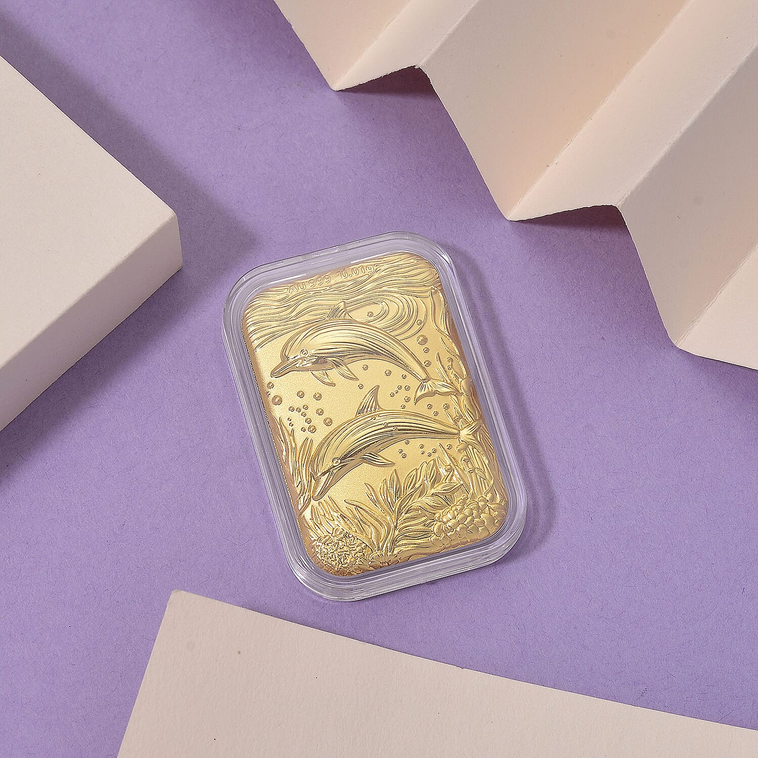 24K Yellow Gold Embossed Dual Dolphin Foil