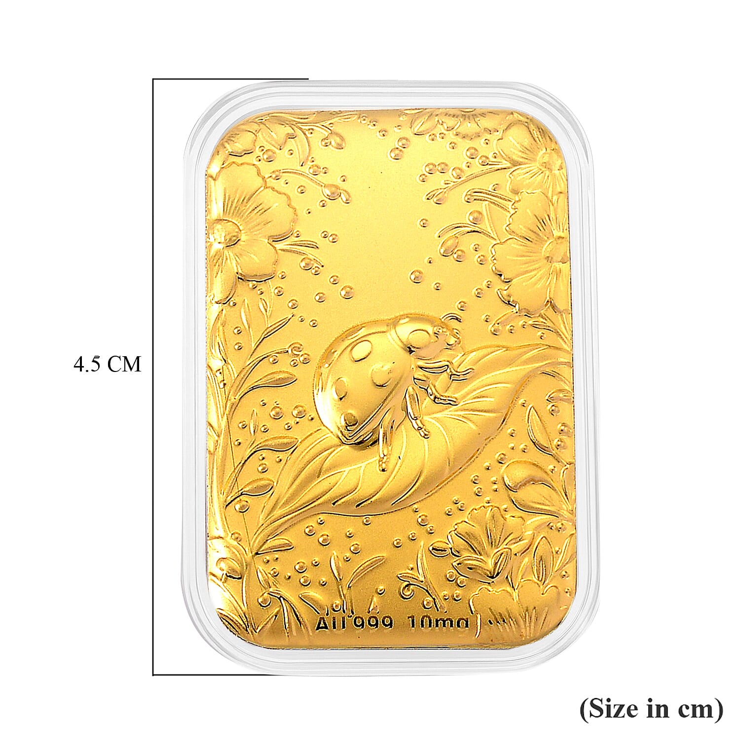 24K Yellow Gold Embossed Ladybug on Leaf Foil