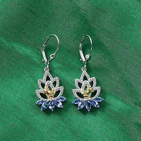 GP - Italian Garden Collection - Tanzanite, Blue Sapphire & White Zircon Living Creature Earring Sterling Silver 1.61 Ct.