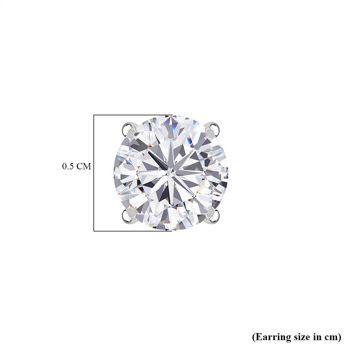 Moissanite Solitaire Stud Push Post Earring in Platinum Overlay Sterling Silver