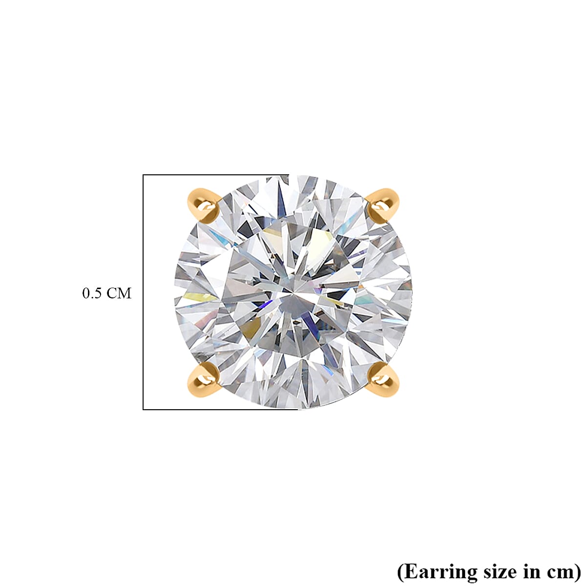 Moissanite Solitaire Stud Push Post Earring in 18K Yellow Gold Plated Sterling Silver