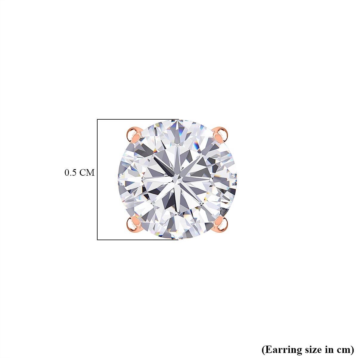 Moissanite Solitaire Stud Push Post Earring 18K Rose Gold Plated Sterling Silver