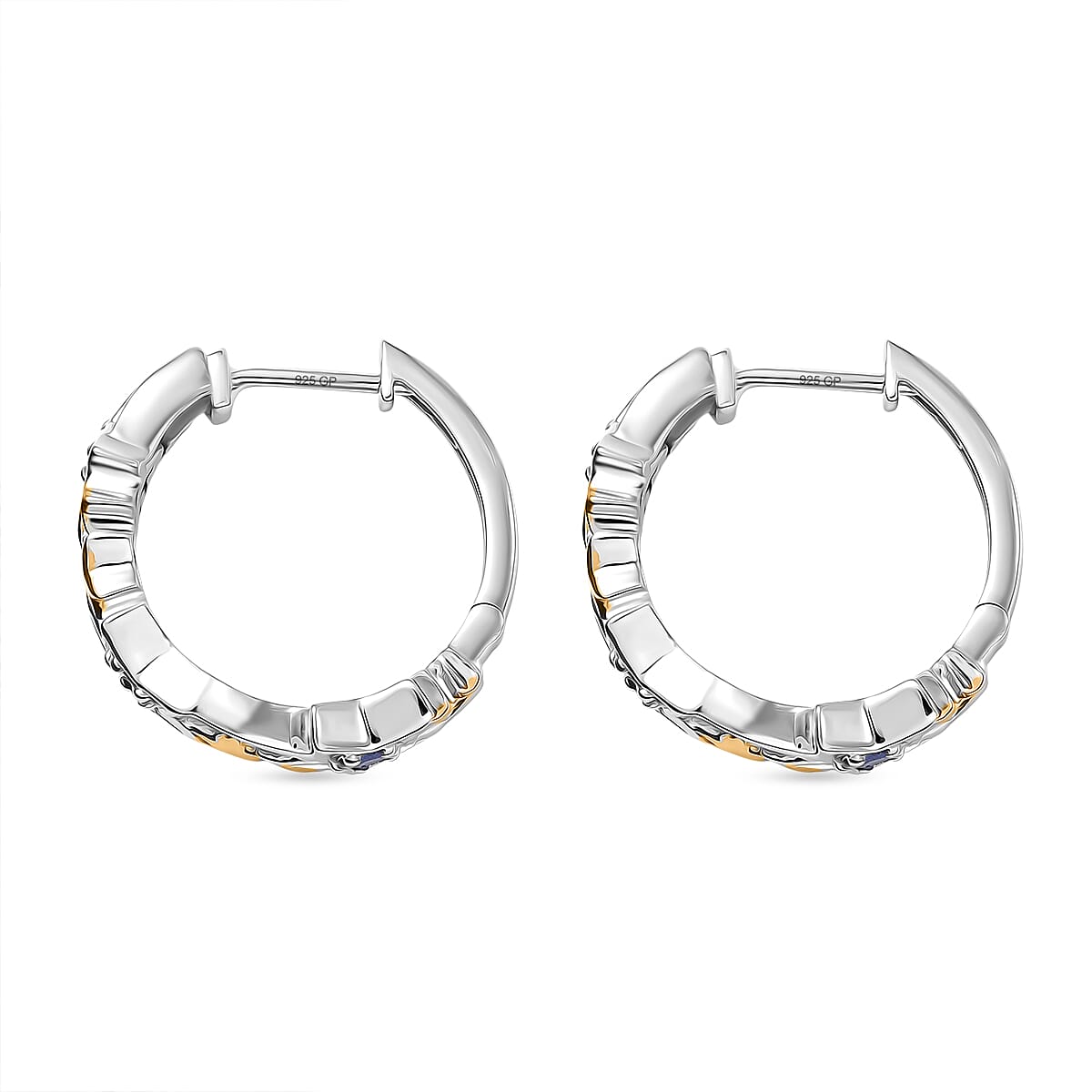 GP Celestial Dream Collection - Tanzanite & Blue Sapphire Earring in 18K Yellow Gold Plated & Rhodium Overlay Sterling Silver, Silver Wt. 8.34 Gms.