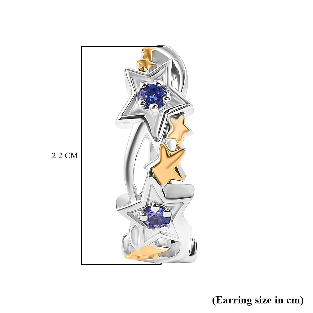 GP Celestial Dream Collection - Tanzanite & Blue Sapphire Earring in 18K Yellow Gold Plated & Rhodium Overlay Sterling Silver, Silver Wt. 8.34 Gms.