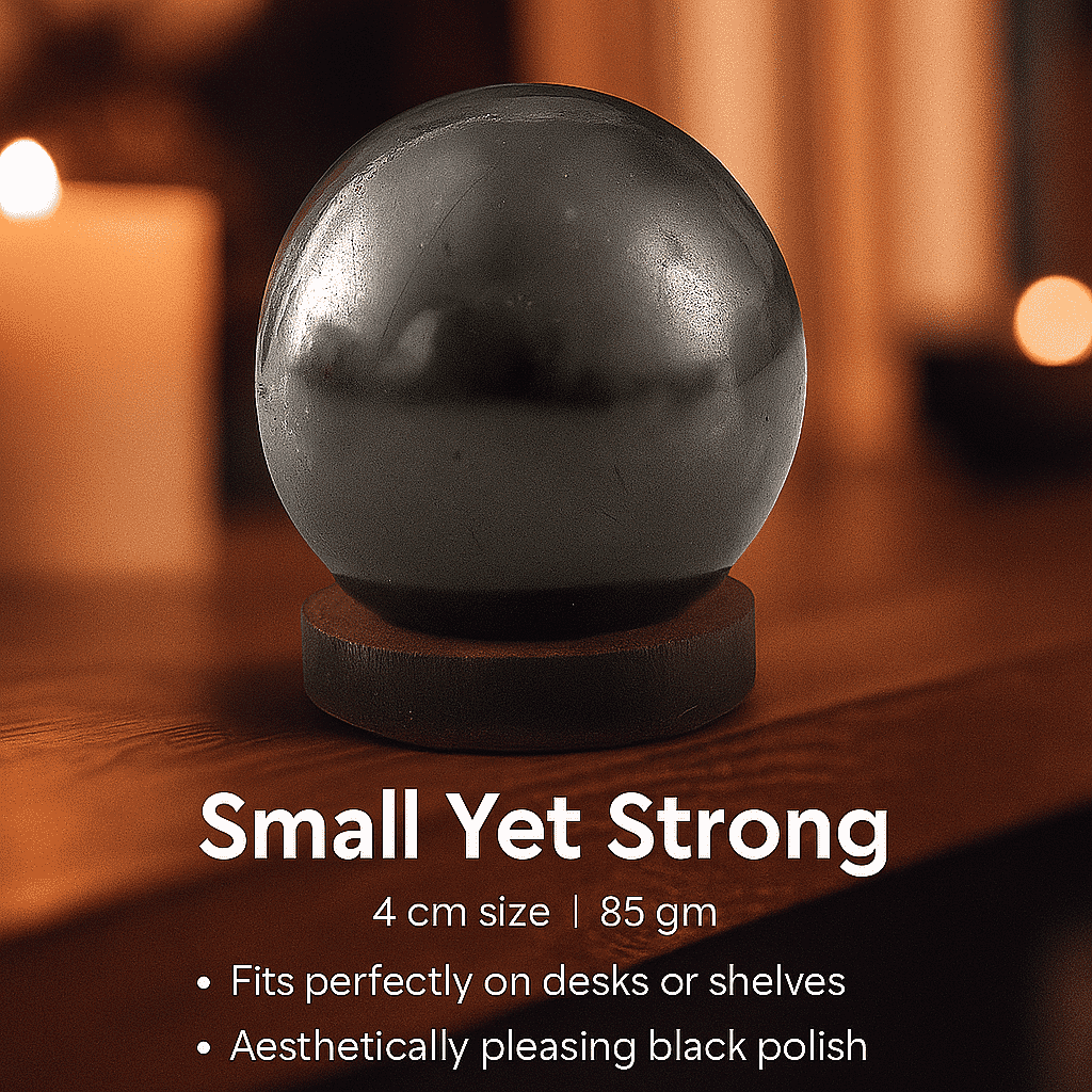 Natural Shungite Sphere Presented In a Drawstring Velvet Pouch 274.00 Ct