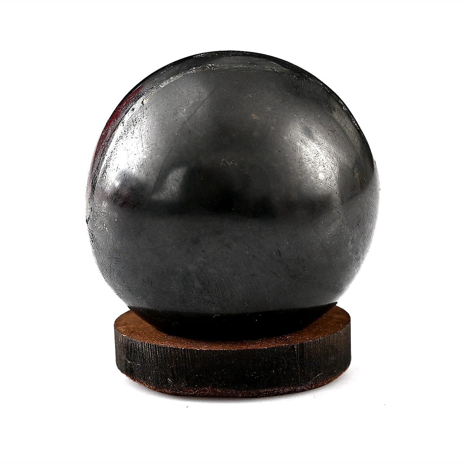 Natural Shungite Sphere Presented In a Drawstring Velvet Pouch 274.00 Ct