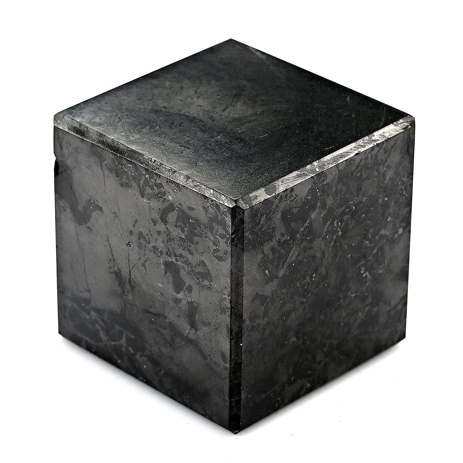 Natural Shungite Cube Presented In a Drawstring Velvet Pouch 600.00 Ct