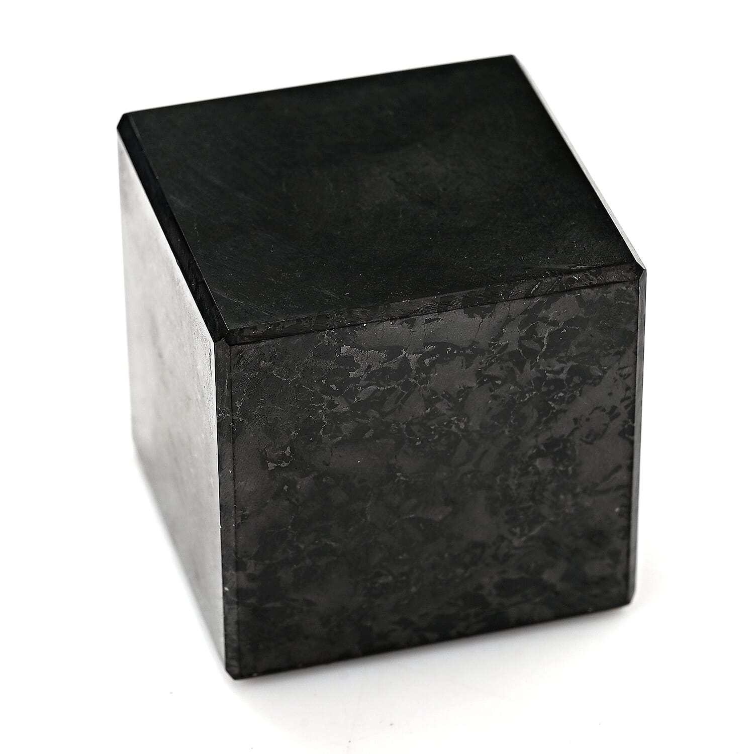 Natural Shungite Cube Presented In a Drawstring Velvet Pouch 600.00 Ct