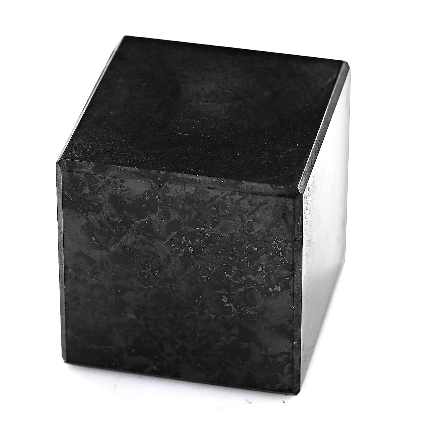 Natural Shungite Cube Presented In a Drawstring Velvet Pouch 600.00 Ct