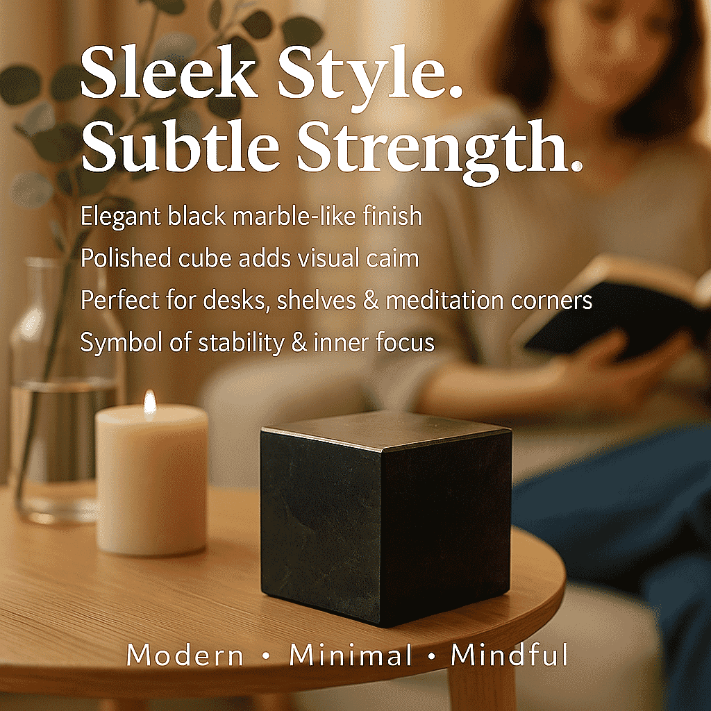 Natural Shungite Cube Presented In a Drawstring Velvet Pouch 600.00 Ct