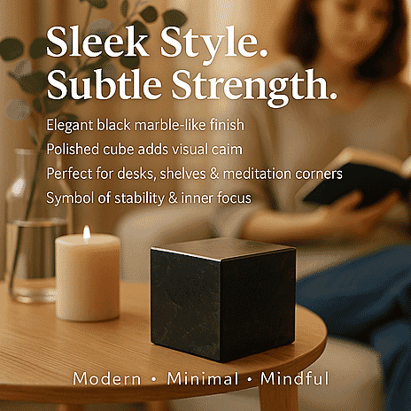 Natural Shungite Cube Presented In a Drawstring Velvet Pouch 600.00 Ct