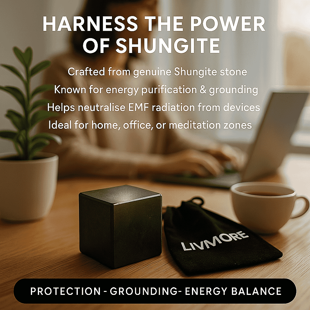 Natural Shungite Cube Presented In a Drawstring Velvet Pouch 600.00 Ct