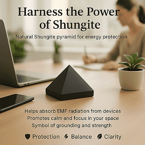 Natural Shungite Pyramid Presented In a Drawstring Velvet Pouch 213.00 Ct