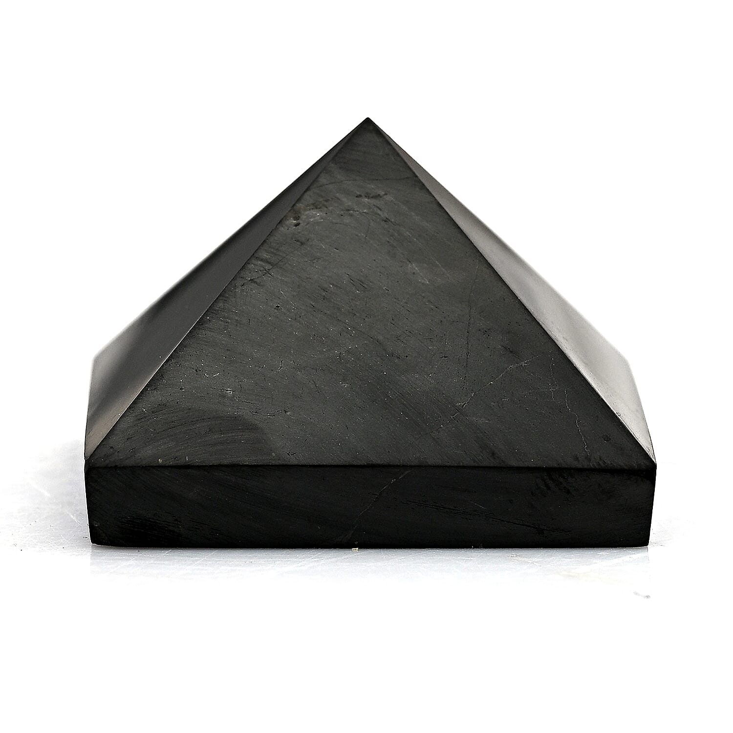 Natural Shungite Pyramid Presented In a Drawstring Velvet Pouch 213.00 Ct