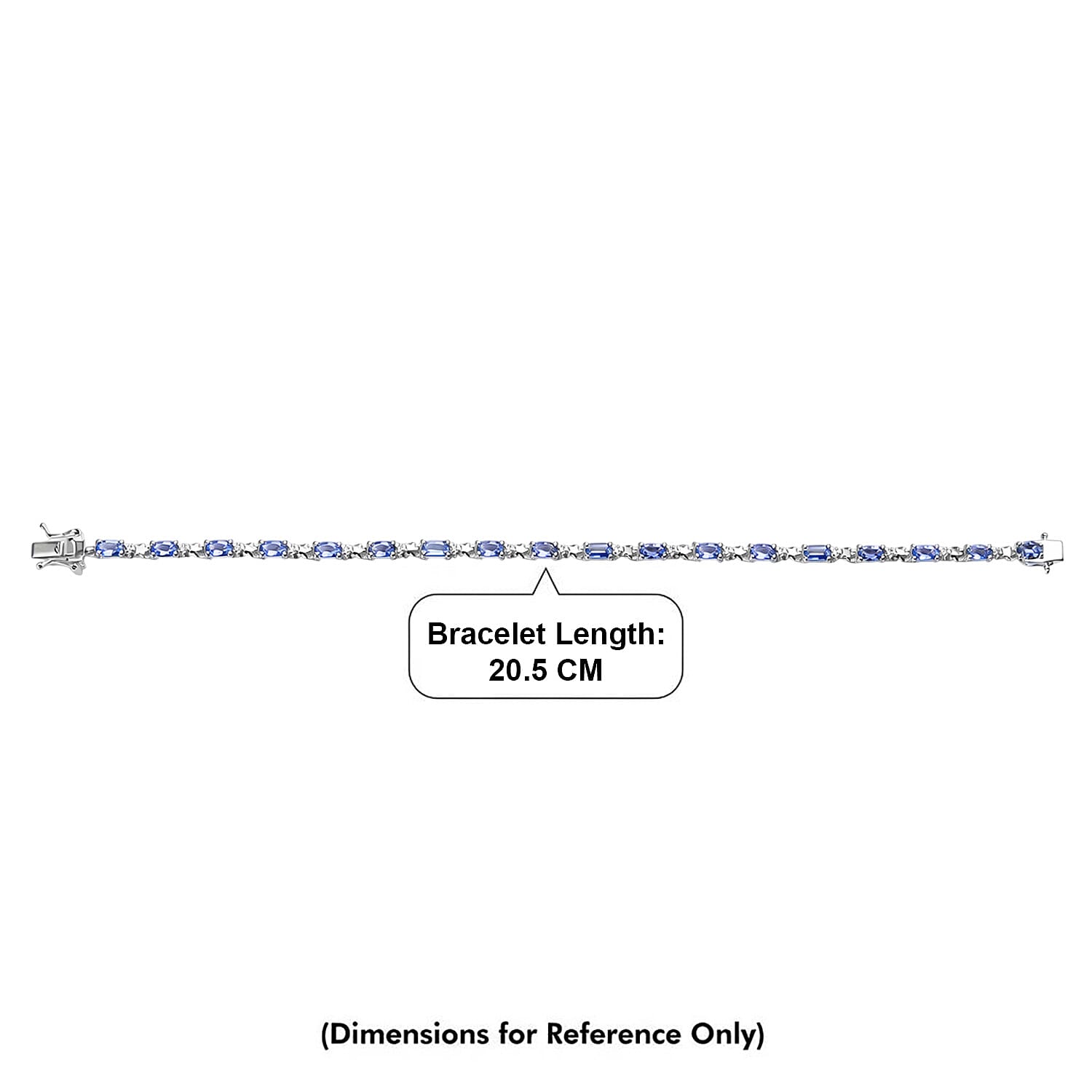 GP Celestial Dream Collection - Tanzanite, Blue Sapphire & White Zircon Tennis Bracelet 1 Row (Size 7.5) with GB Lock Box in Rhodium Overlay Sterling Silver 4.63 Ct, Silver Wt. 6.78 Gms.