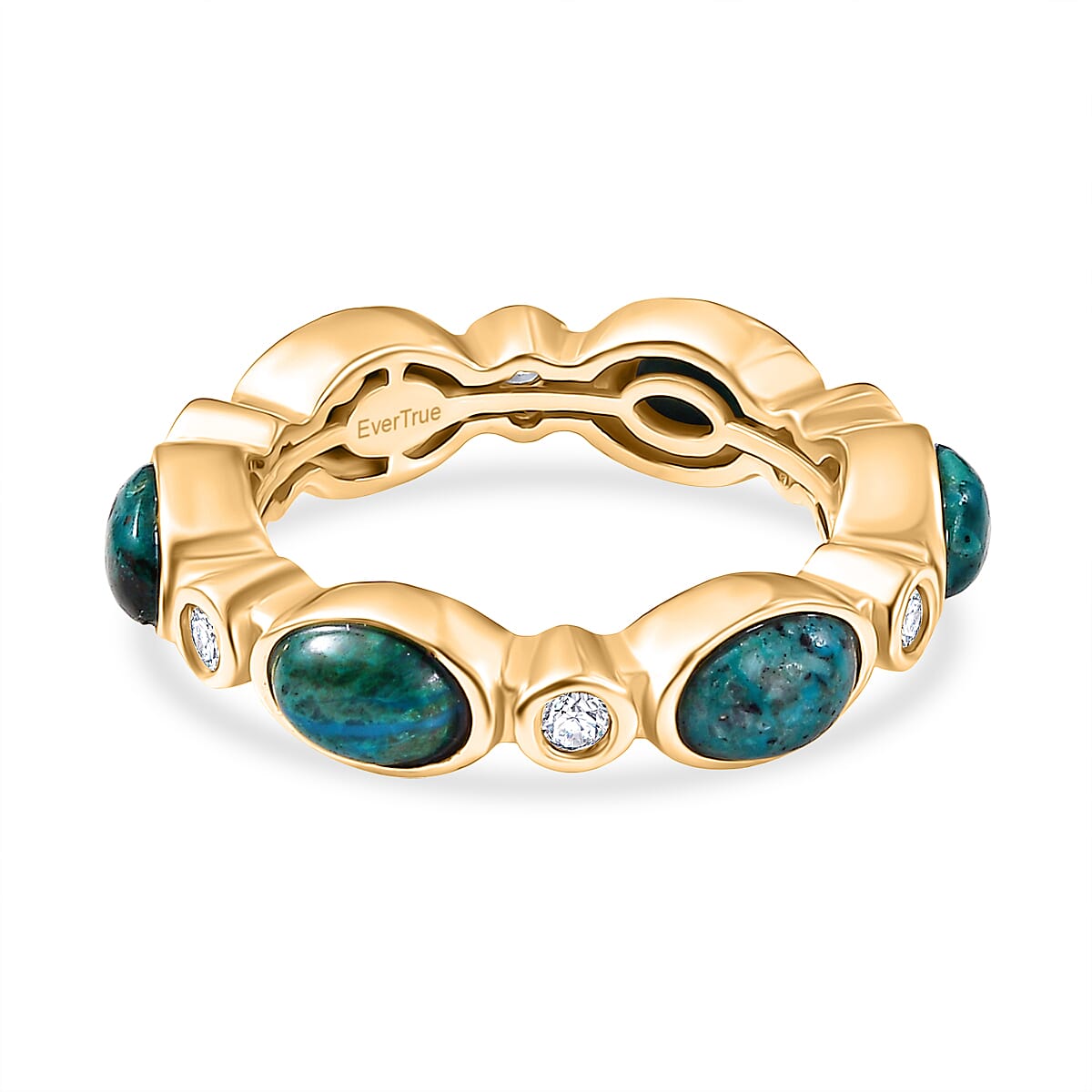 EverTrue Opalina, White Zircon Band Ring Pure Yellow Brass  3.414  Ct.