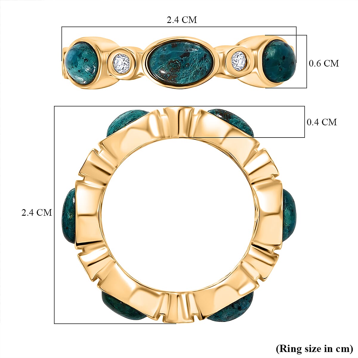 EverTrue Opalina, White Zircon Band Ring Pure Yellow Brass  3.414  Ct.