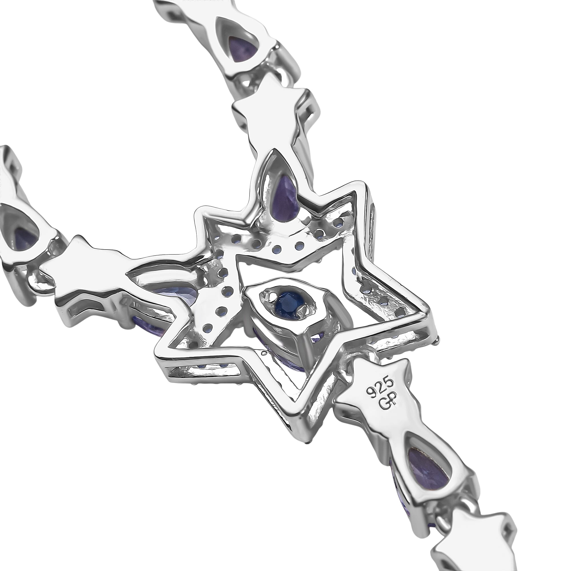 GP Celestial Dream Collection - Tanzanite, Blue Sapphire & White Zircon Necklace (Size 20) in Rhodium Overlay Sterling Silver 2.68 Ct, Silver Wt. 6.78 Gms.