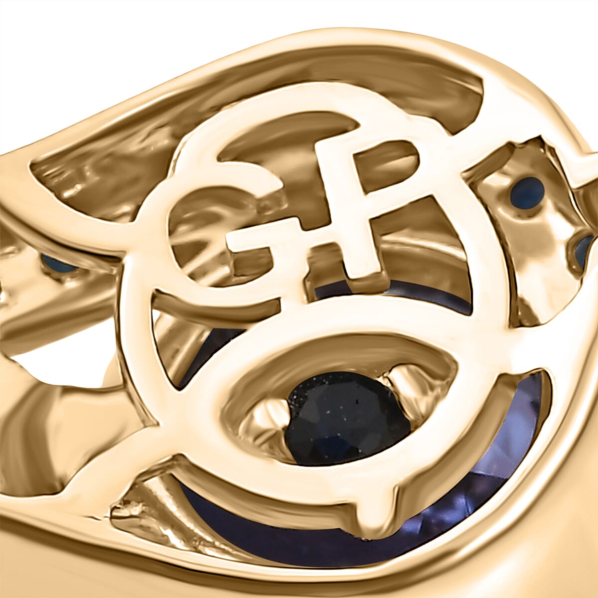 GP 9K Yellow Gold AAA Tanzanite & Blue Sapphire Ring 1.20 Ct.