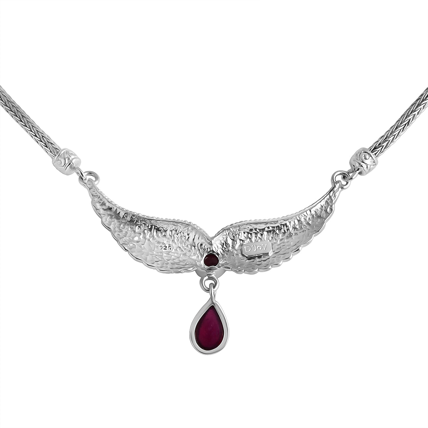 D'Joy African Ruby Necklace (Size 20) Sterling Silver 4.54 Ct, Silver Wt. 21.72 Gms.