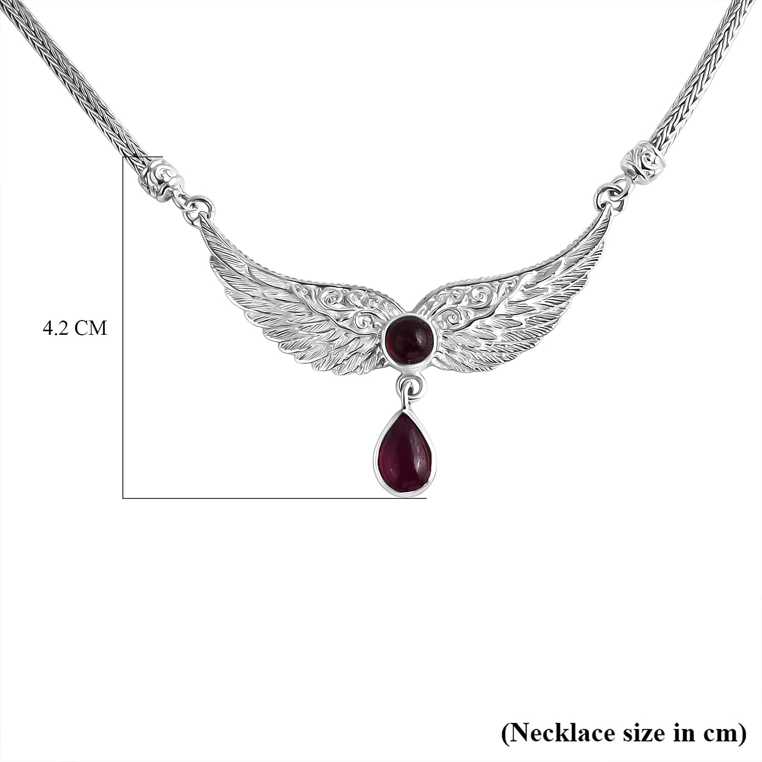D'Joy African Ruby Necklace (Size 20) Sterling Silver 4.54 Ct, Silver Wt. 21.72 Gms.