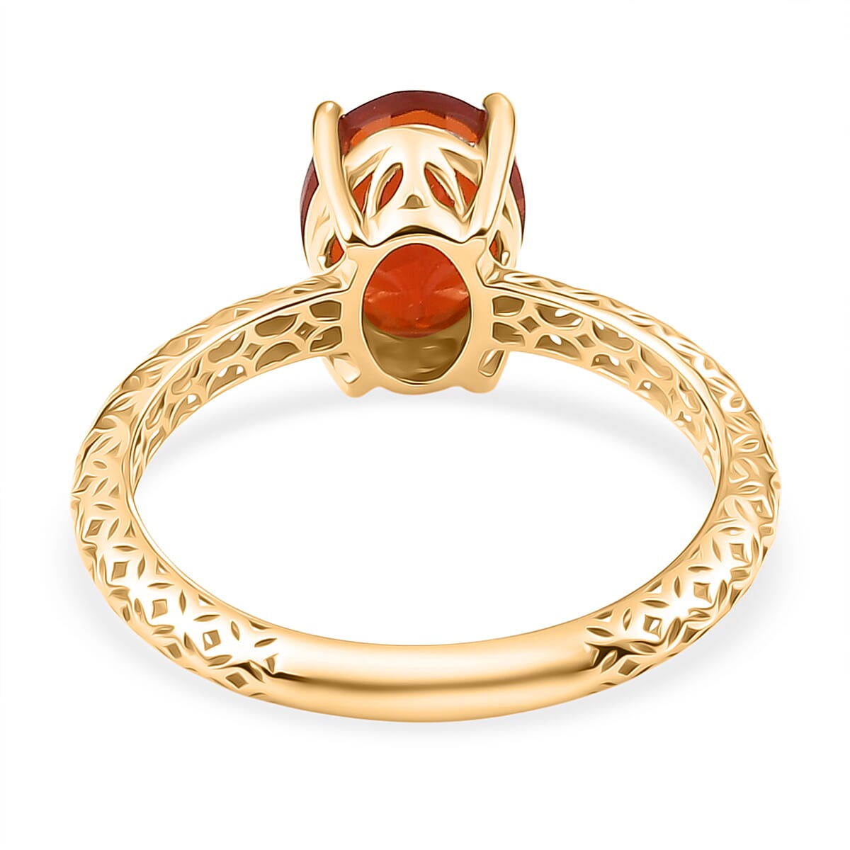 9K Yellow Gold AAAA Crimson Fire Opal Mirage ring 1.15 ct.