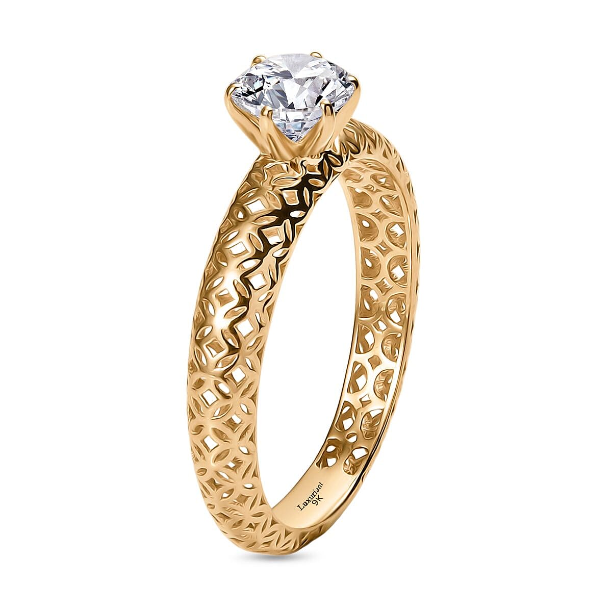 Luxuriant 9K Yellow Gold SGL Certified Lab Grown Diamond (VS-EF) Solitaire Ring 0.80 Ct.
