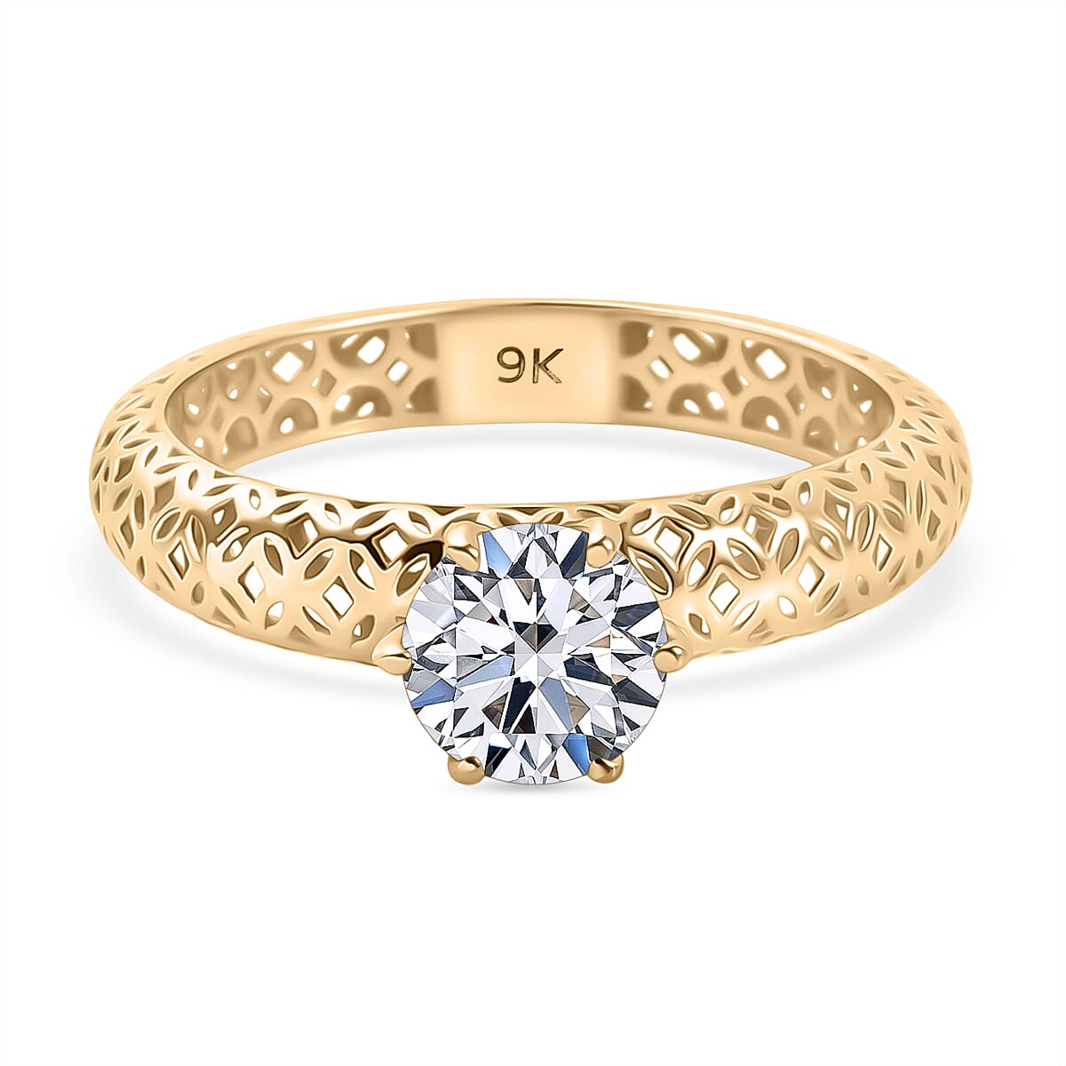 Luxuriant 9K Yellow Gold SGL Certified VS-E-F Lab Grown Diamond Solitaire Ring