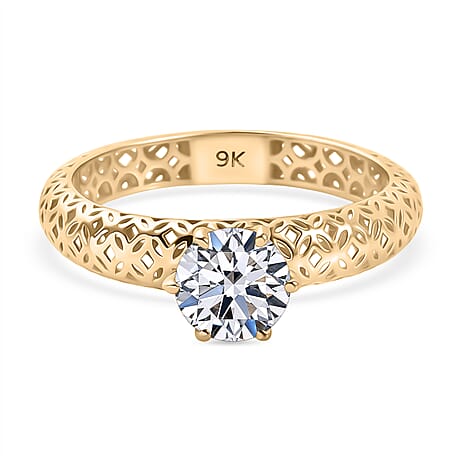 Luxuriant 9K Yellow Gold SGL Certified VS-E-F Lab Grown Diamond Solitaire Ring